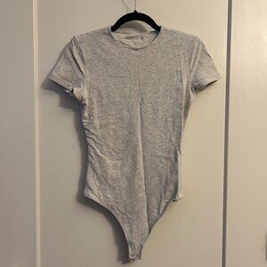 Abercrombie Short-Sleeve Cotton Seamless Fabric Crew Bodysuit Gray